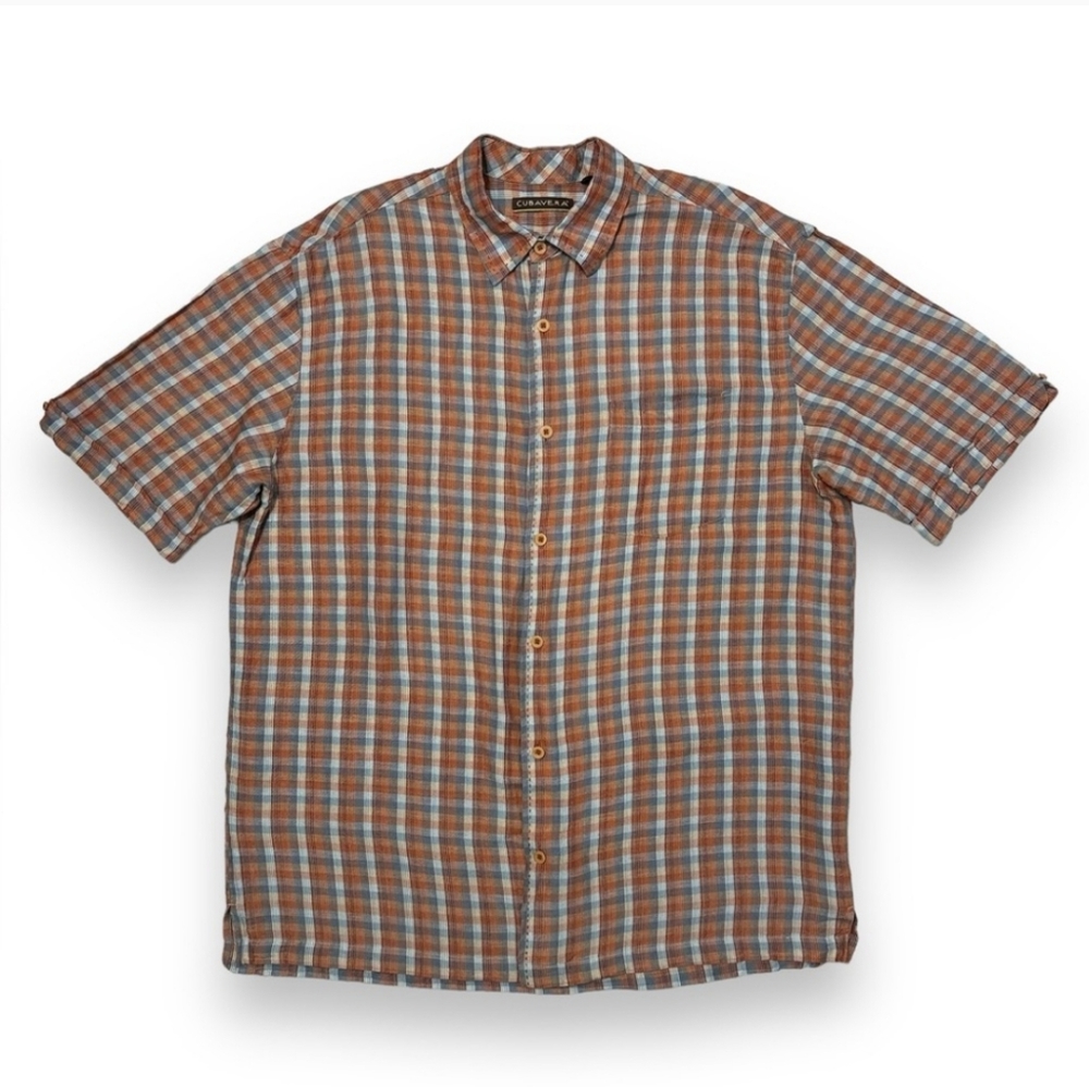 CUBAVERA Plaid Single Pocket Button Front Shirt